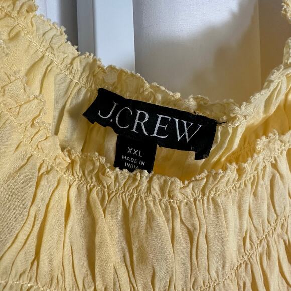J.‎ Crew Rosalie Cotton Viole Top Yellow Women XXL Smocked Chic Feminine Minimal - Picture 2 of 8